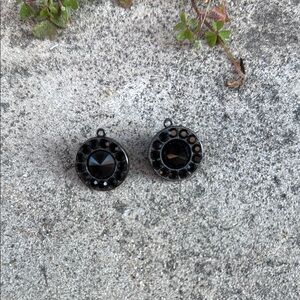 Black Crystal Stone Circular Clip Ons